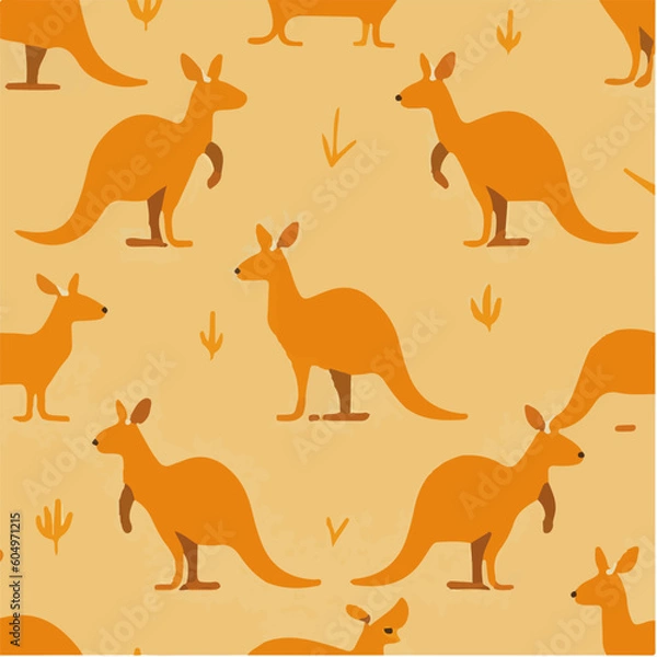 Obraz cute simple kangaroo pattern, cartoon, minimal, decorate blankets, carpets, for kids, theme print design
