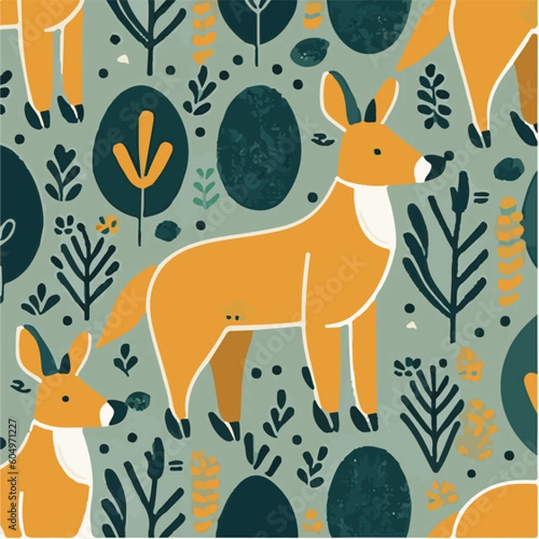 Obraz cute simple kangaroo pattern, cartoon, minimal, decorate blankets, carpets, for kids, theme print design
