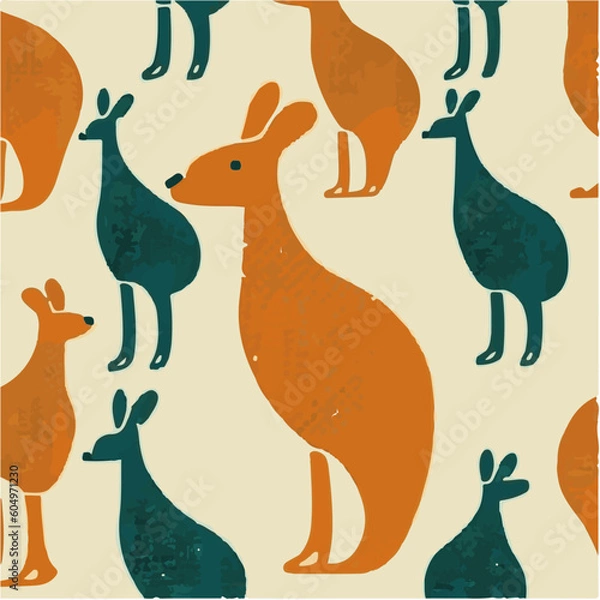 Obraz cute simple kangaroo pattern, cartoon, minimal, decorate blankets, carpets, for kids, theme print design
