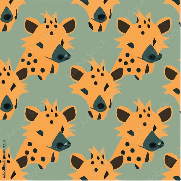 Obraz cute simple hyena pattern, cartoon, minimal, decorate blankets, carpets, for kids, theme print design
