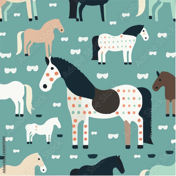 Obraz cute simple horse pattern, cartoon, minimal, decorate blankets, carpets, for kids, theme print design
