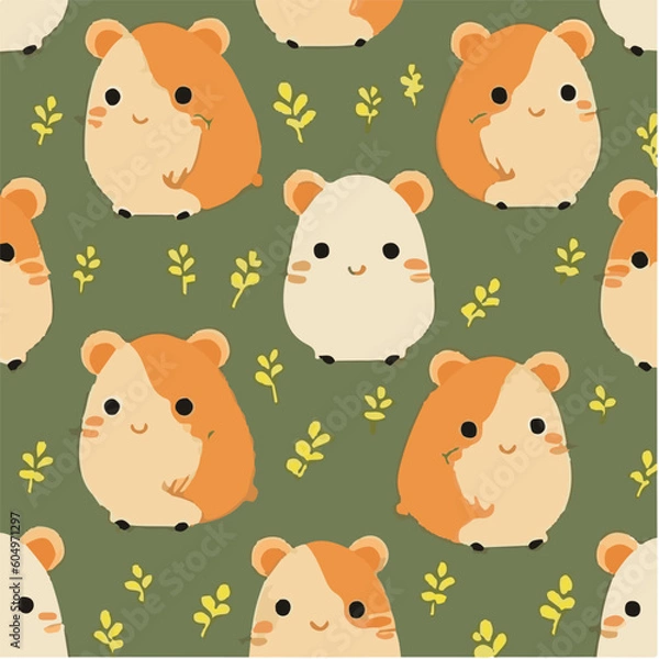 Obraz cute simple hamster pattern, cartoon, minimal, decorate blankets, carpets, for kids, theme print design
