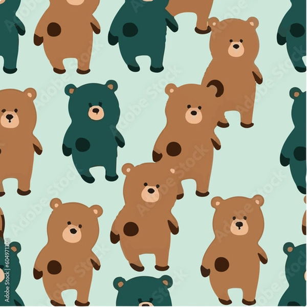 Obraz cute simple grizzly bear pattern, cartoon, minimal, decorate blankets, carpets, for kids, theme print design
