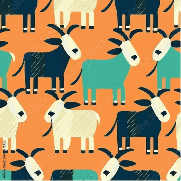 Obraz cute simple goat pattern, cartoon, minimal, decorate blankets, carpets, for kids, theme print design
