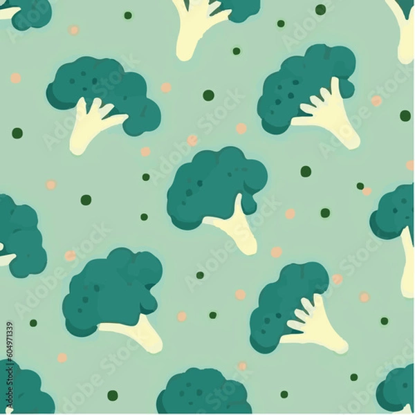 Obraz cute simple broccoli pattern, cartoon, minimal, decorate blankets, carpets, for kids, theme print design
