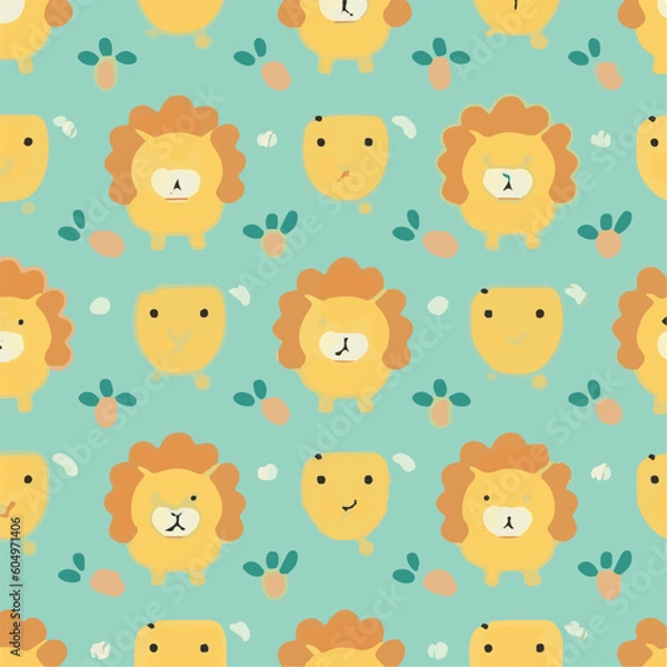 Obraz cute simple lion pattern, cartoon, minimal, decorate blankets, carpets, for kids, theme print design
