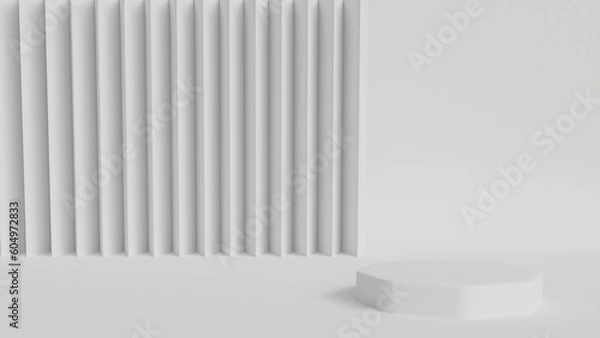 Fototapeta 3d product display podium scene with the geometric platform. 3d cylinder stand podium. Commercial background. Geometric forms in modern minimal design. 3d rendering.