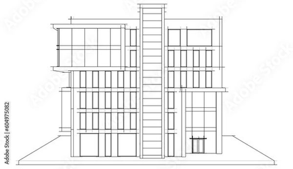 Fototapeta Modern office building concept 3d rendering