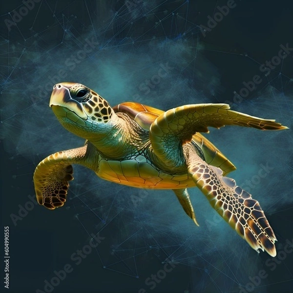 Obraz "Ocean Wanderer: The Graceful Swim of a Turtle"Ai