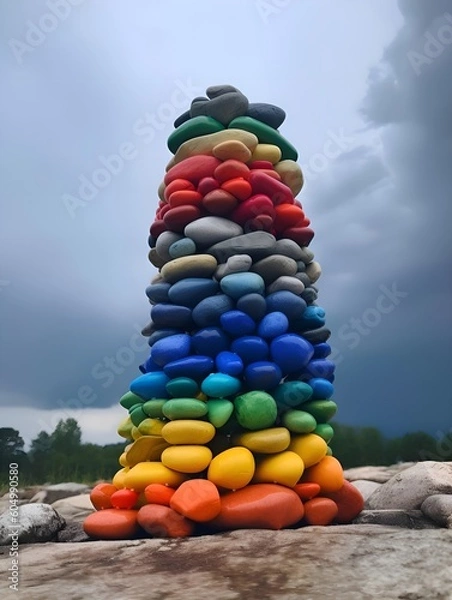 Obraz "stack of stones on the sky background"Ai