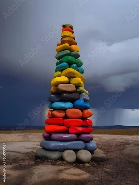 Obraz "tower of stones in the mountains"Ai