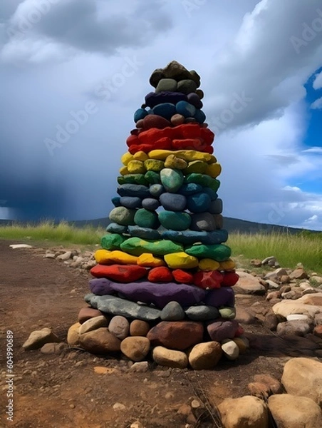 Obraz "tower of stones in the mountains"Ai
