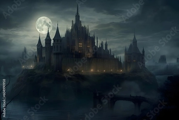 Obraz "castle in the night with moon"Ai