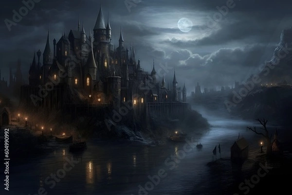 Obraz "night landscape with castle"Ai