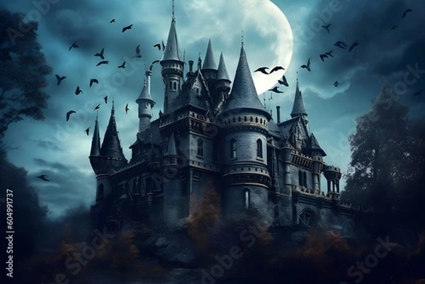 Obraz "Lunar Majesty: The Moonlit Castle"ai