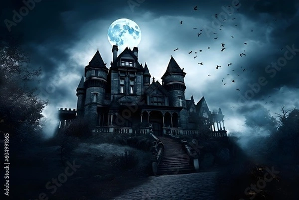 Obraz "Celestial Dreams: The Enchanted Moon Castle"Ai