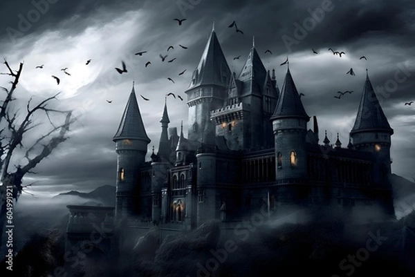 Obraz "old castle in the night"ai