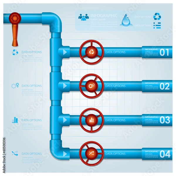 Fototapeta Water Pipe Business Infographic Design Template