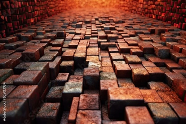 Fototapeta Red brick wall background Generative AI