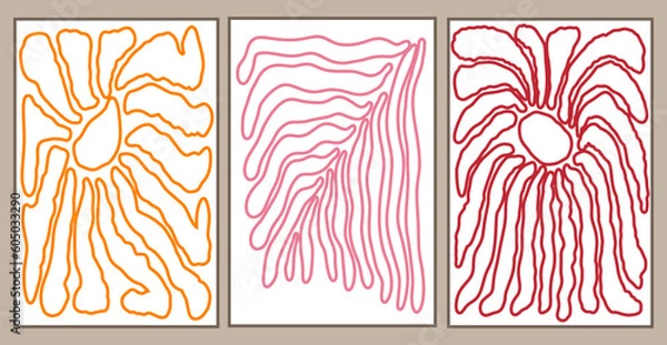 Fototapeta Modern abstract flowers in the fashionable Matisse style. Vector minimalistic botanical poster, wallpaper, wall decor, invitation, postcard.