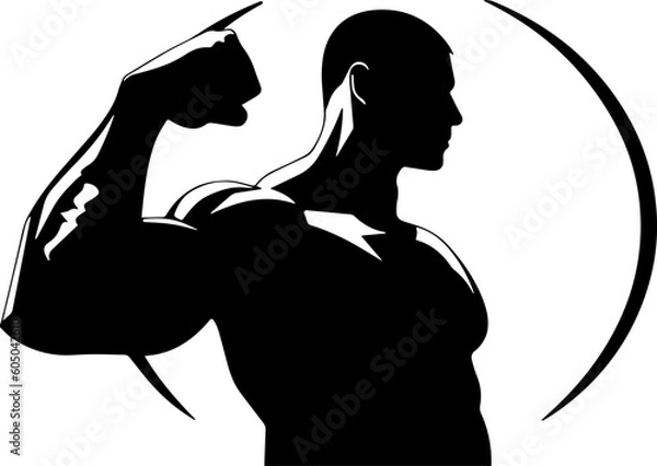 Obraz vector image with strongman, silhouette