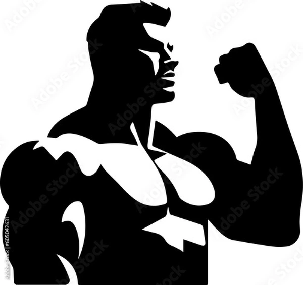 Obraz vector image with strongman, silhouette,icon