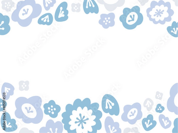 Fototapeta 梅雨色の北欧風花柄のフレーム