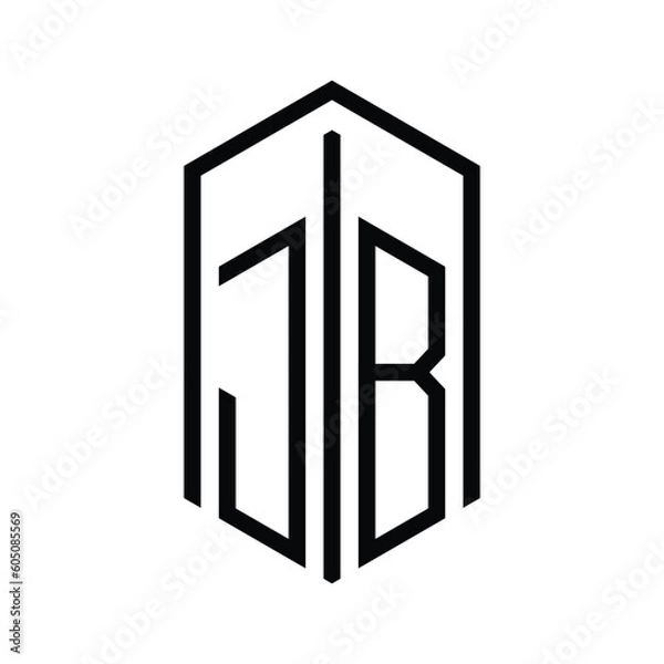 Fototapeta monogram JB with square suitable for building logo