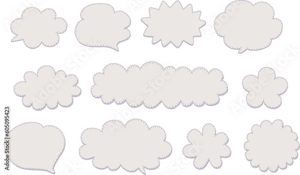 Fototapeta フエルトを刺繍をイメージして描いたシンプルな吹き出し