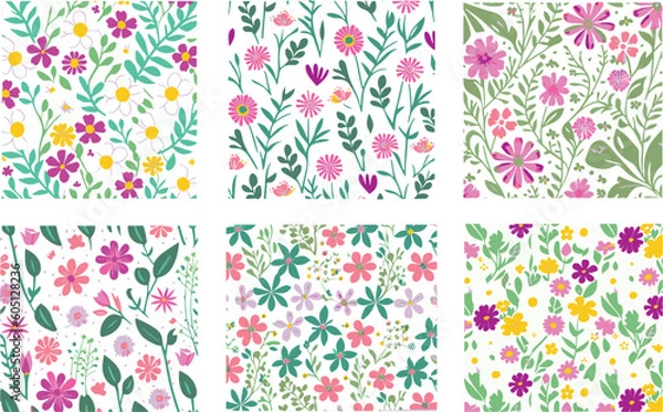 Fototapeta Spring Flowers Color vector set