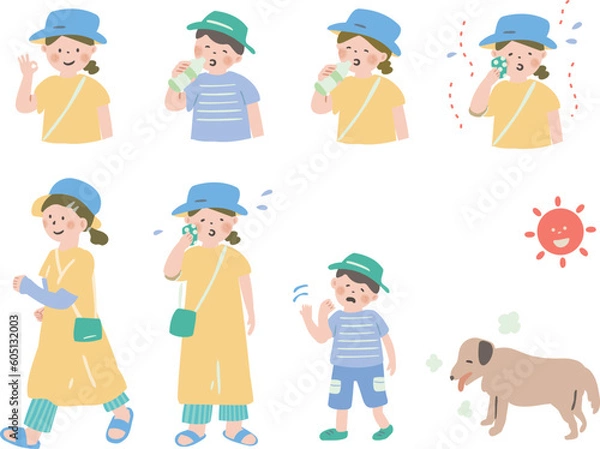 Fototapeta 熱中症対策・暑がる人