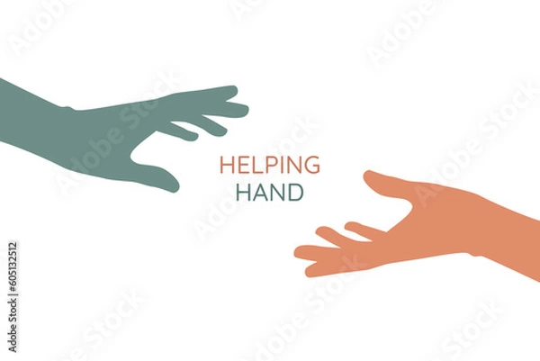 Fototapeta Helping hand concept. Gesture, sign of help and hope. Two hands taking each other.
