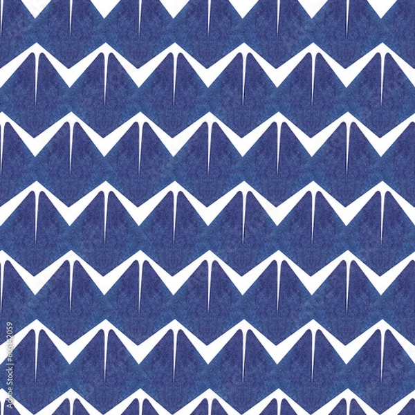 Obraz Watercolor seamless hand drawn geometric pattern with colorful waves of rhombuses