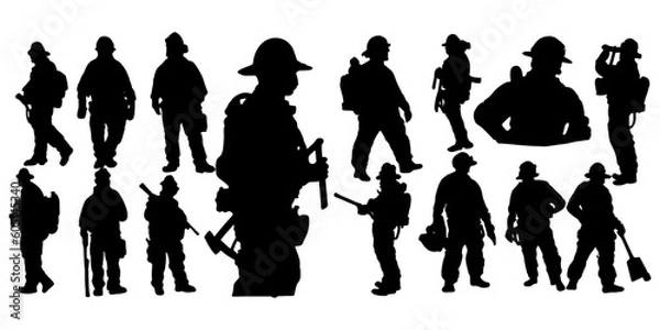 Fototapeta fire man silhouettes