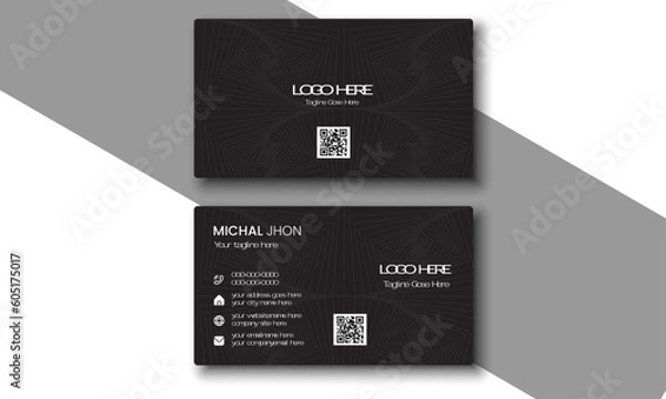 Obraz Business card design template and Modern business card. Double-sided modern black business card template.

