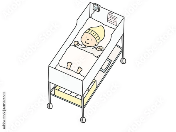 Obraz 新生児　生まれたて　新生児ベッド