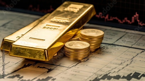 Obraz Gold-bar-chart-102