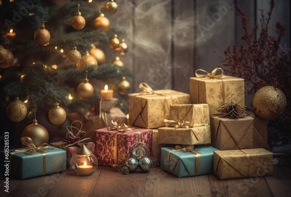 Obraz christmas tree in living room -Ai