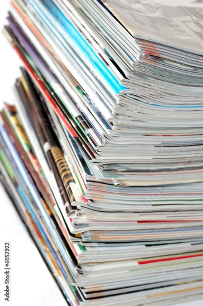 Obraz Pile of magazines on white