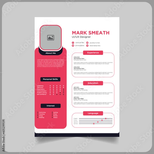 Fototapeta UI UX designer resume 2023