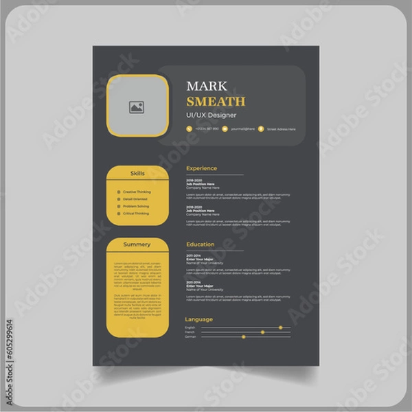 Fototapeta ui ux designer resume design