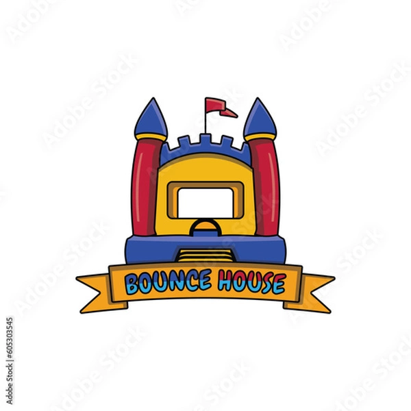 Fototapeta A fun and fun inflatable bounce house logo perfect for a bounce house rental business. It can attract both kids and adult customers with its colorful design.