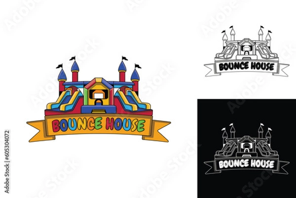 Fototapeta A fun and fun inflatable bounce house logo perfect for a bounce house rental business. It can attract both kids and adult customers with its colorful design.