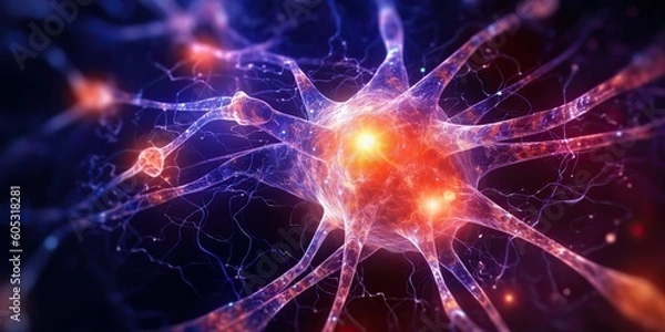 Fototapeta AI Generated. AI Generative. Human brain mind neuron system.  Network remember knowledge network. Graphic Art