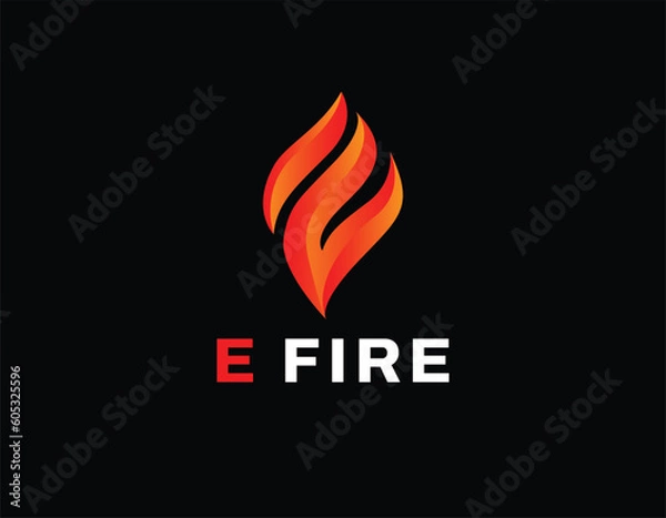 Obraz Simple Letter E Fire Flame Logo Design Template