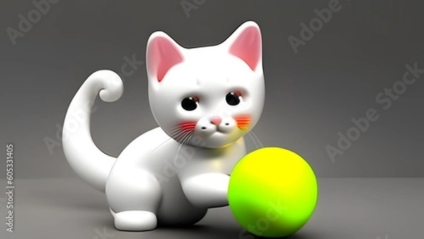 Fototapeta White cat with black eyes looking at camera, background blurred. High quality photo