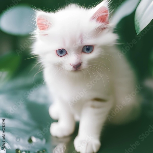 Fototapeta Close-up of a beautiful white cat