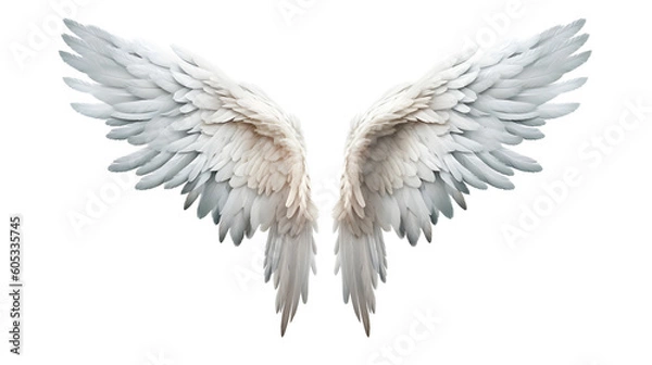 Fototapeta An angel wings with white feathers isolated on transparent background png