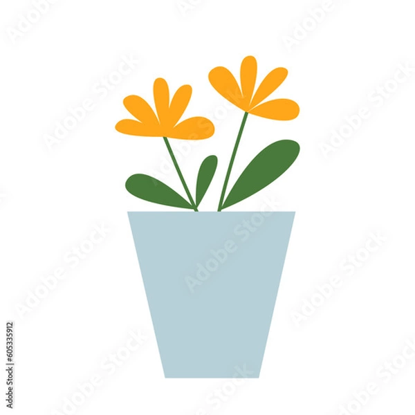 Fototapeta Vector flowers in vase flat illustration