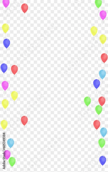 Fototapeta Multicolor Air Background Transparent Vector. Baloon Glossy Card. Green Concept. Colorful Confetti. Toy Birthday Template.